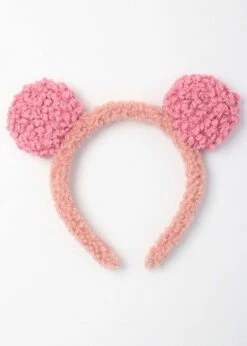Cute Pink Yarn Teddy Bear Ears On Headband
