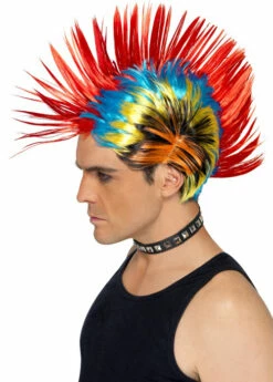 80s Punk Multi Coloured Mohawk Wig