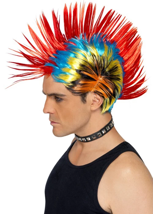 80s Punk Multi Coloured Mohawk Wig 3 80s Punk Multi Coloured Mohawk Wig