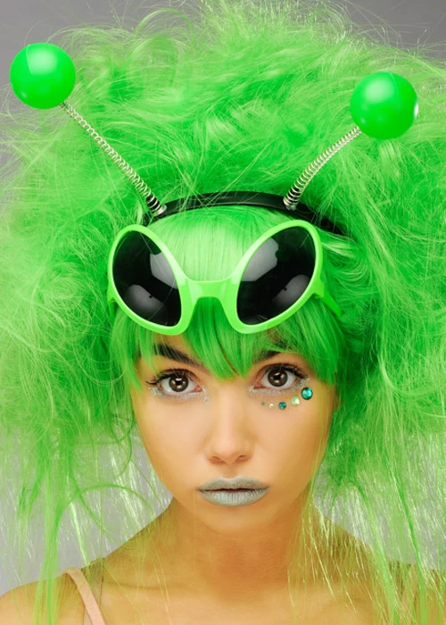 Alien Girl Antenna Green Head Boppers On Headband 3 Alien Girl Antenna Green Head Boppers On Headband