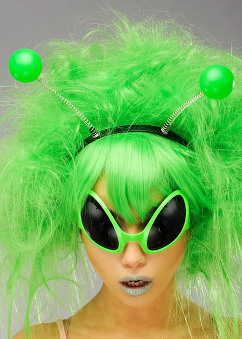 Alien Girl Antenna Green Head Boppers On Headband 4 Alien Girl Antenna Green Head Boppers On Headband - Image 2