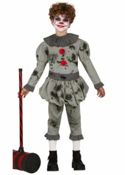 Kids Pennywise Style Scary Grey It Clown Costume