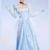 Womens Long Blue Princess Classic Cinderella Costume -PartyPersona Store 85518 deluxe long cinderella costume