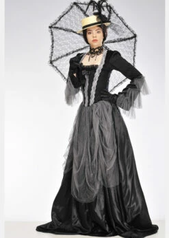 Womens Black And Grey Victorian Lady Costume