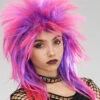 80s Punk Pink And Purple Rock Diva Wig