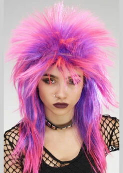 80s Punk Pink And Purple Rock Diva Wig 7 80s Punk Pink And Purple Rock Diva Wig -PartyPersona Store 85806 pink and purple 80s punk wig 02