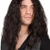 Mens Classic Rock Star Long Brown Wavy Mick Wig -PartyPersona Store 86411 rs
