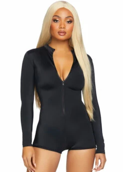 Ladies Leg Avenue Black Long Sleeved Romper