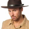 Deluxe Indiana Jones Style Brown Fedora Hat -PartyPersona Store 9570 04 rs