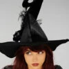 Womens Deluxe Fancy Black Witch Hat