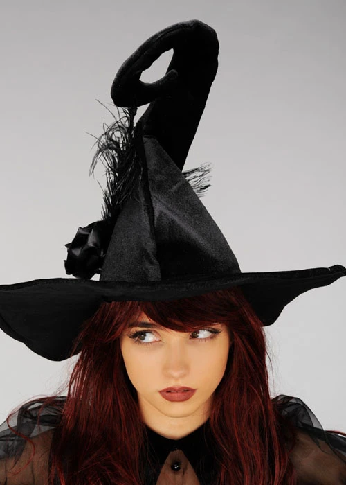 Womens Deluxe Fancy Black Witch Hat 3 Womens Deluxe Fancy Black Witch Hat