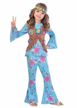 Childrens Flower Power Hippy Girl Costume