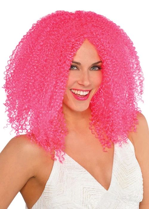 Bright Pink Pantomime Dame Style Crimped Wig 3 Bright Pink Pantomime Dame Style Crimped Wig