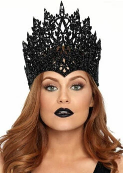 Leg Avenue Black Glitter Die Cut Crown With Jewel -PartyPersona Store A2844rs black 01