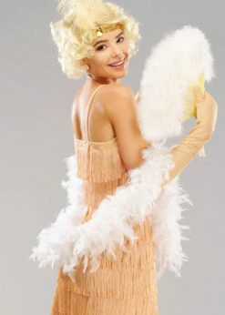 1920s Flapper Girl White Feather Boa