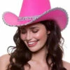 Womens Bright Pink Sequin Cowboy Hat 1 Womens Bright Pink Sequin Cowboy Hat -PartyPersona Store AC 9788 rs