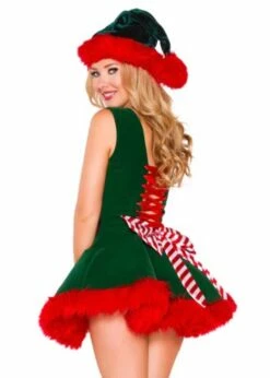 Womens Christmas Deluxe Head Elf Costume -PartyPersona Store C188 elf costume 03