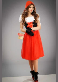 Adult Womens Long Red Riding Hood Costume