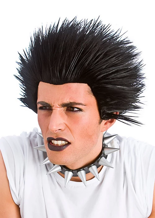 80s Punk Rock Sid Vicious Style Black Spiky Wig 3 80s Punk Rock Sid Vicious Style Black Spiky Wig