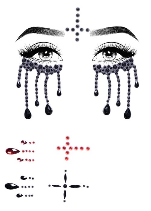 Halloween Gothic Possessed Nun Face Jewels Sticker 4 Halloween Gothic Possessed Nun Face Jewels Sticker - Image 2