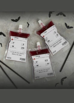 Halloween Blood Bag Drink Pouches With Straws Pack 5