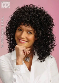 Ladies 80s Big Black Curly Gabrielle Wig