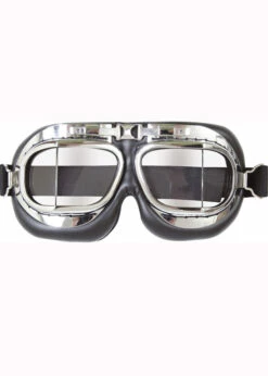 Aviator Fighter Pilot Deluxe Chrome Flying Goggles