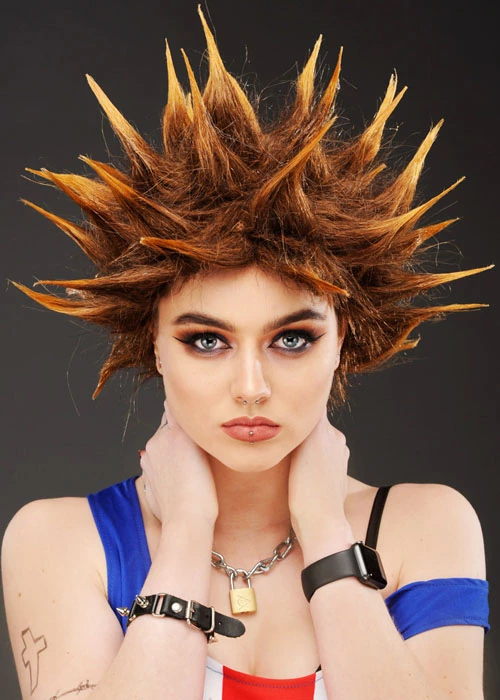 80s Punk Blonde Spiked Rocker Wig 4 80s Punk Blonde Spiked Rocker Wig - Image 2