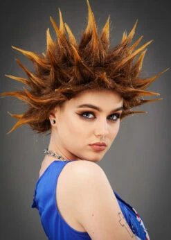 80s Punk Blonde Spiked Rocker Wig 8 80s Punk Blonde Spiked Rocker Wig -PartyPersona Store K6236 brown spiked punk wig 02