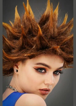 80s Punk Blonde Spiked Rocker Wig 9 80s Punk Blonde Spiked Rocker Wig -PartyPersona Store K6236 brown spiked punk wig 03