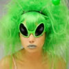 Womens Neon Green Alien Girl Wig With Boppers -PartyPersona Store ST7003 green alien wig with boppers