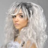 Womens Long Grey Gothic Ghost Bride Wig