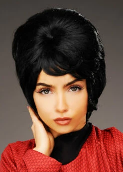 Womens Star Trek Style Black Beehive Uhura Wig -PartyPersona Store Star Trek Uhura black beehive wig 42272 01