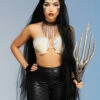 Womens Extra Long Black Gothic Mermaid Wig With Crown -PartyPersona Store XL black wig and crown
