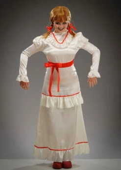 Womens Annabelle Style Long Evil Doll Costume