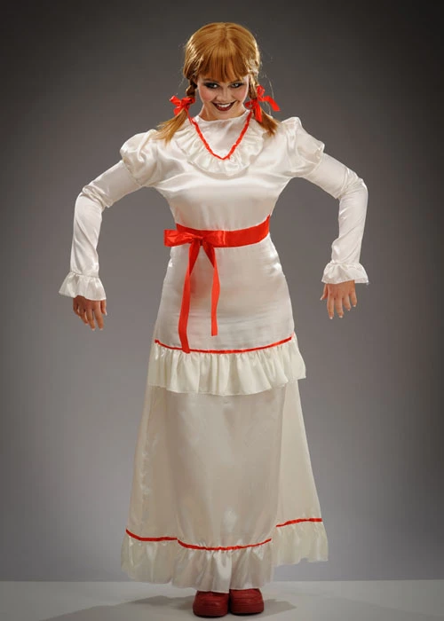 Womens Annabelle Style Long Evil Doll Costume 3 Womens Annabelle Style Long Evil Doll Costume