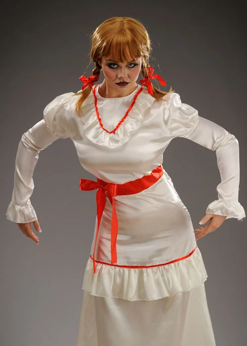 Womens Annabelle Style Long Evil Doll Costume 6 Womens Annabelle Style Long Evil Doll Costume - Image 4