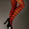 Adult Halloween Red Striped Tights