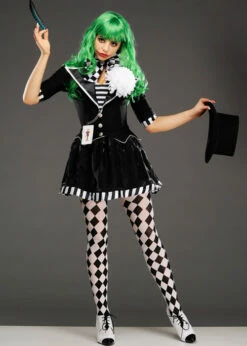 Womens Black And White The Joker Mime Costume -PartyPersona Store black and white joker costume 02
