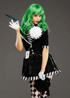 Womens Black And White The Joker Mime Costume -PartyPersona Store black and white joker costume 03