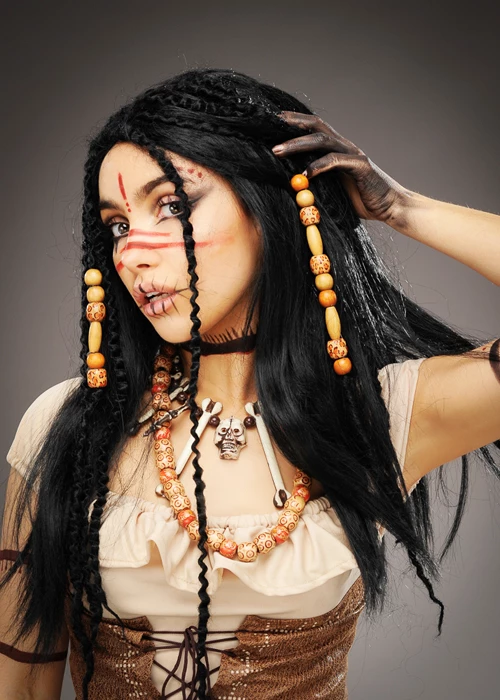 Deluxe Long Black Voodoo Witch Doctor Wig With Beads 4 Deluxe Long Black Voodoo Witch Doctor Wig With Beads - Image 2