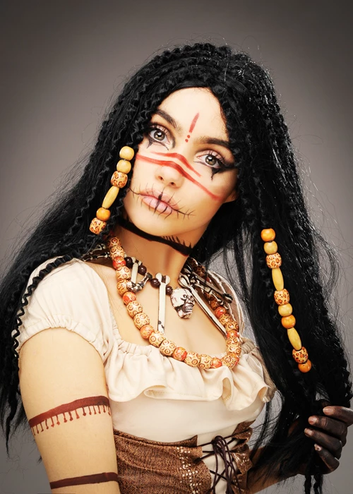 Deluxe Long Black Voodoo Witch Doctor Wig With Beads 5 Deluxe Long Black Voodoo Witch Doctor Wig With Beads - Image 3