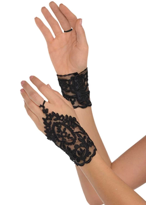 Ladies Gothic Black Lace Fingerless Gloves 4 Ladies Gothic Black Lace Fingerless Gloves - Image 2