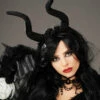 Black Maleficent Style Horns On Headband 1 Black Maleficent Style Horns On Headband -PartyPersona Store black maleficent horns on headband