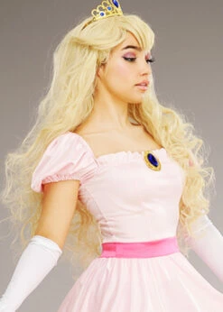 Womens Princess Peach Style Long Blonde Wig 7 Womens Princess Peach Style Long Blonde Wig -PartyPersona Store blonde princess peach wig 02