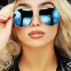 Police Agent Blue Mirror Aviator Glasses -PartyPersona Store blue mirror aviator police glasses