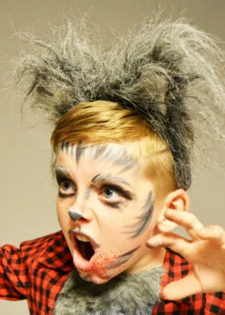 Childrens Grey Werewolf Halloween Wolf Boy Ears -PartyPersona Store boys grey werewolf ears 01