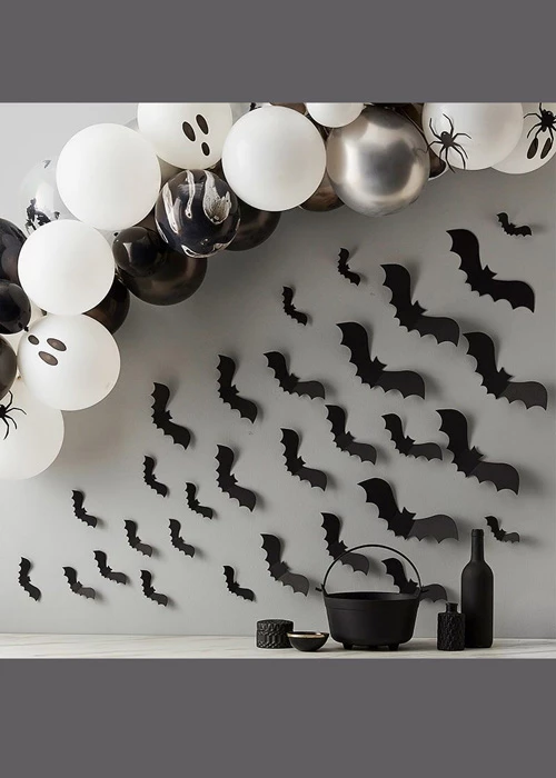 Halloween Gothic Black Bat Wall Decorations Pack 30 3 Halloween Gothic Black Bat Wall Decorations Pack 30