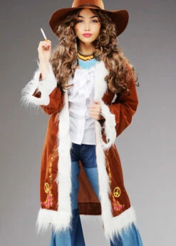 Womens 1970s Afghan Style Brown Hippy Jacket