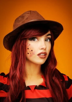 Freddy Krueger Style Brown Fedora Hat -PartyPersona Store brown freddy hat AC 9197 01